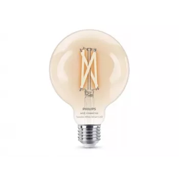 Philips Smart Wi-Fi G95 E27 Smart LED Bulb, Tunable White 2700-6500K, 60W Equivalent, Clear