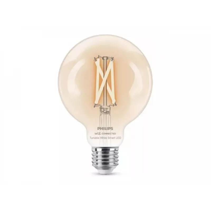 Philips Smart Wi-Fi G95 E27 Smart LED Bulb, Tunable White 2700-6500K, 60W Equivalent, Clear