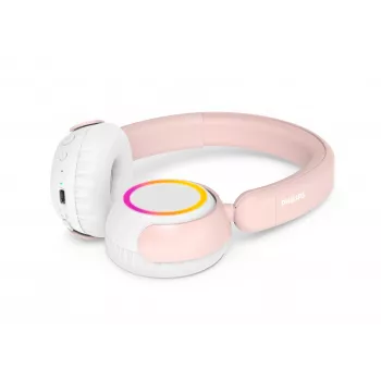 Philips TAK4200PK/00 Pink On-Ear Wireless Headphones with LED Lights, 28h Battery, 85dB Volume Limit