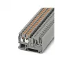 Phoenix Contact PT 2,5-TWIN/1P Push-in Feed-Through Terminal Block, Gray, 24A, 500V, DIN Rail Mount, 26-12 AWG, 3 Connections