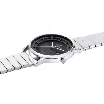 Pierre Cardin Men's Analog Quartz Watch CLC.6006 - 43mm Stainless Steel Case Black Leather Strap