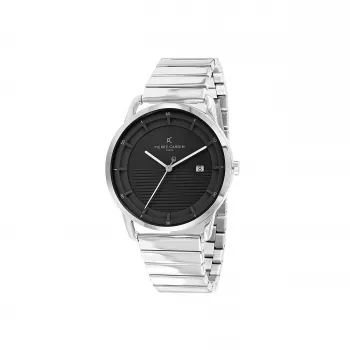 Pierre Cardin Men's Analog Quartz Watch CLC.6006 - 43mm Stainless Steel Case Black Leather Strap