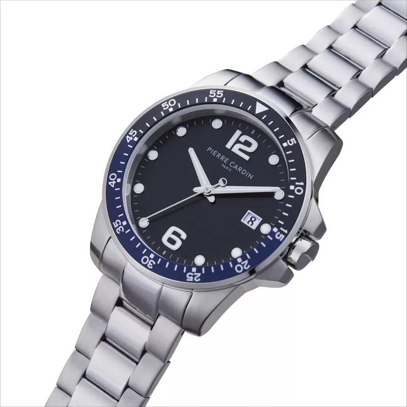 Pierre Cardin Men's Analog Quartz Watch CNI.0030 40mm Black Dial Leather Strap