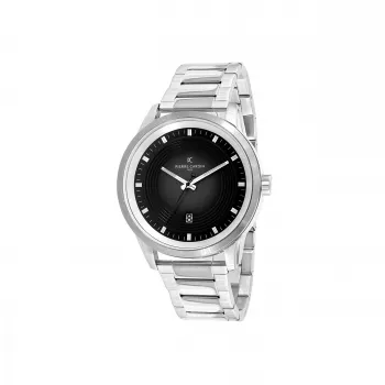 Pierre Cardin Men's Quartz Analog Watch CCP.5024 - 45mm Stainless Steel Case, Black Dial, Black Leather Strap