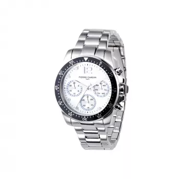 Pierre Cardin Men's Quartz Analog Watch CNI.0012 40mm Stainless Steel Case Black Leather Strap
