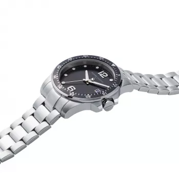 Pierre Cardin Men's Quartz Analog Watch CNI.0026 40mm Stainless Steel Case Black Leather Strap