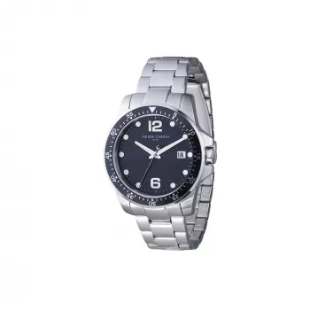 Pierre Cardin Men's Quartz Analog Watch CNI.0026 40mm Stainless Steel Case Black Leather Strap