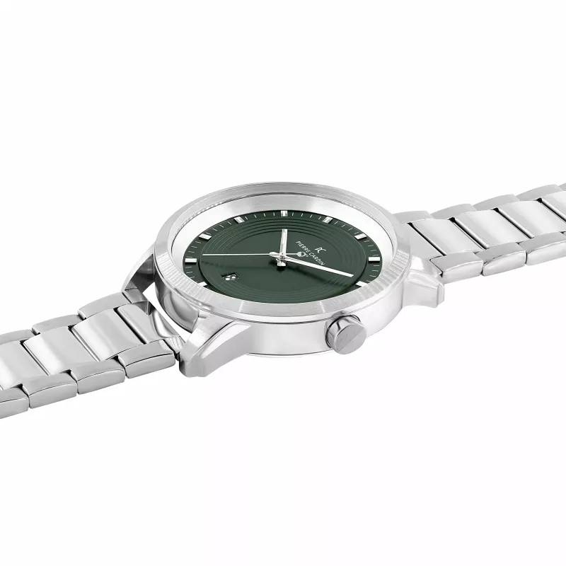 Pierre Cardin Men's Watch CCP.5028 (45mm) Stainless Steel Case Black Dial Leather Strap