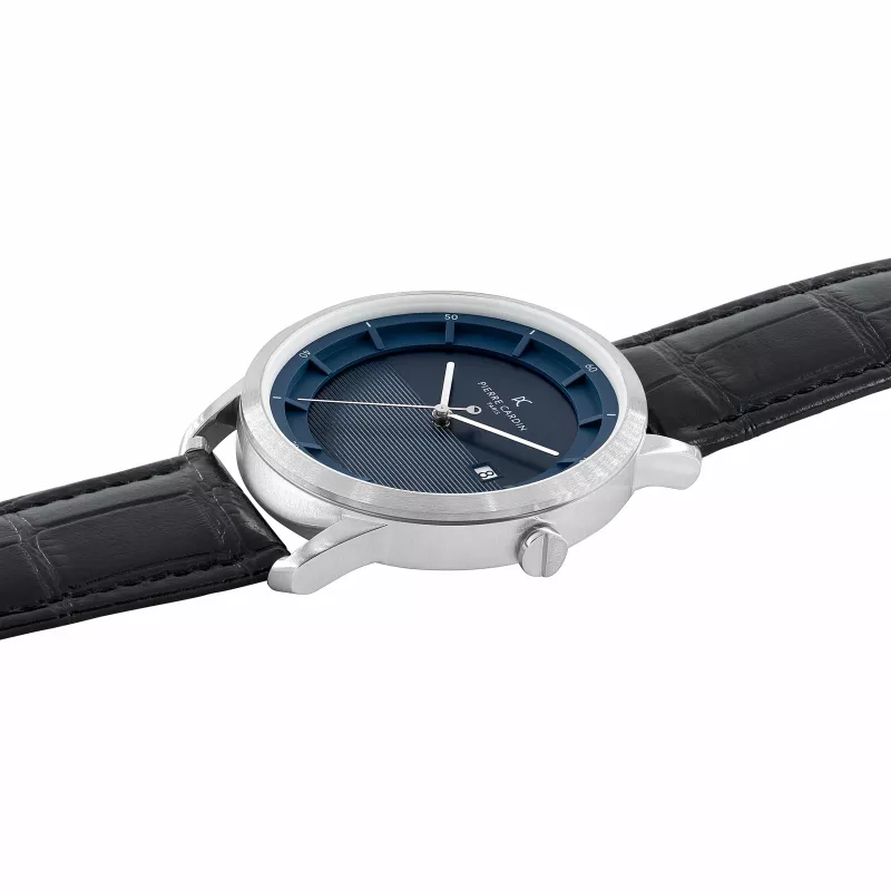 Pierre Cardin Men's Watch CLC.6004 43mm Stainless Steel Leather Black Dial