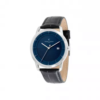Pierre Cardin Men's Watch CLC.6004 43mm Stainless Steel Leather Black Dial
