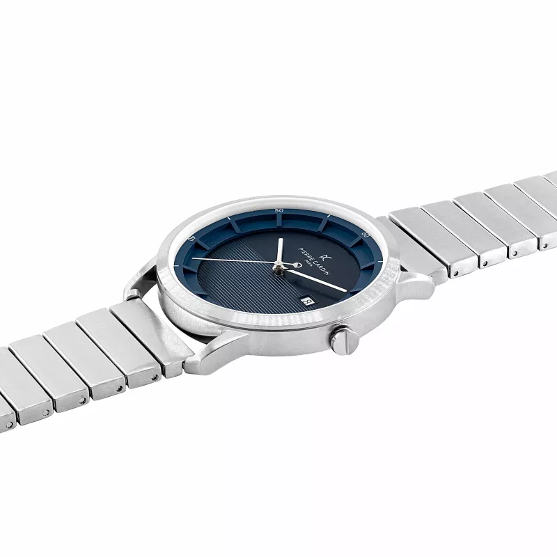 Pierre Cardin Men's Watch CLC.6005 43mm Stainless Steel Quartz Analog Black Dial Leather Strap