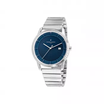 Pierre Cardin Men's Watch CLC.6005 43mm Stainless Steel Quartz Analog Black Dial Leather Strap
