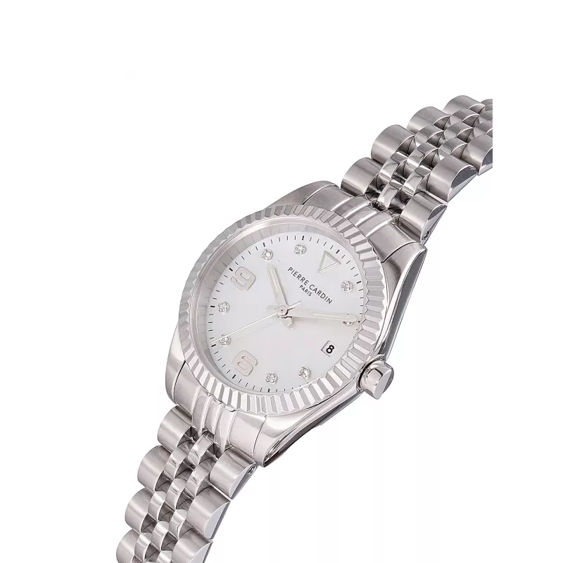 Pierre Cardin Women's Quartz Analog Watch CF.1012.MS 28mm Stainless Steel Case Black Leather Strap