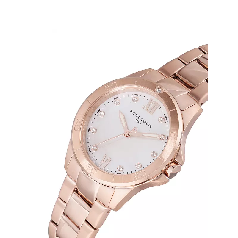 Pierre Cardin Women's Watch CF.1009.MR 34mm Stainless Steel Milanese Mesh Bracelet Quartz Analog Mother of Pearl Dial