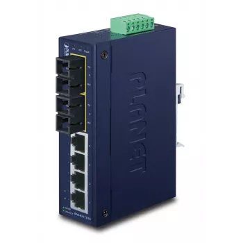 PLANET ISW-621TS15 Industrial Unmanaged L2 Fast Ethernet Switch with 4x 10/100 + 2x 100Base-FX SC Multi-mode, DIN-Rail/Wall-Mount, -40 to 75°C