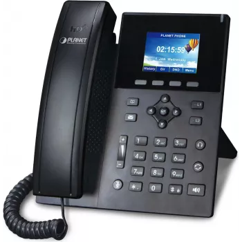 PLANET VIP-1260PT High Definition Color PoE IP Phone with 3MP Camera, 6-Line LCD, Black