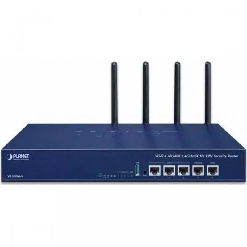 PLANET VR-300W6A Enterprise Wi-Fi 6 AX3000 Dual-Band Gigabit Router with VPN, VLAN, QoS, HA, AP Controller, 2x WAN SD-WAN, 3x LAN