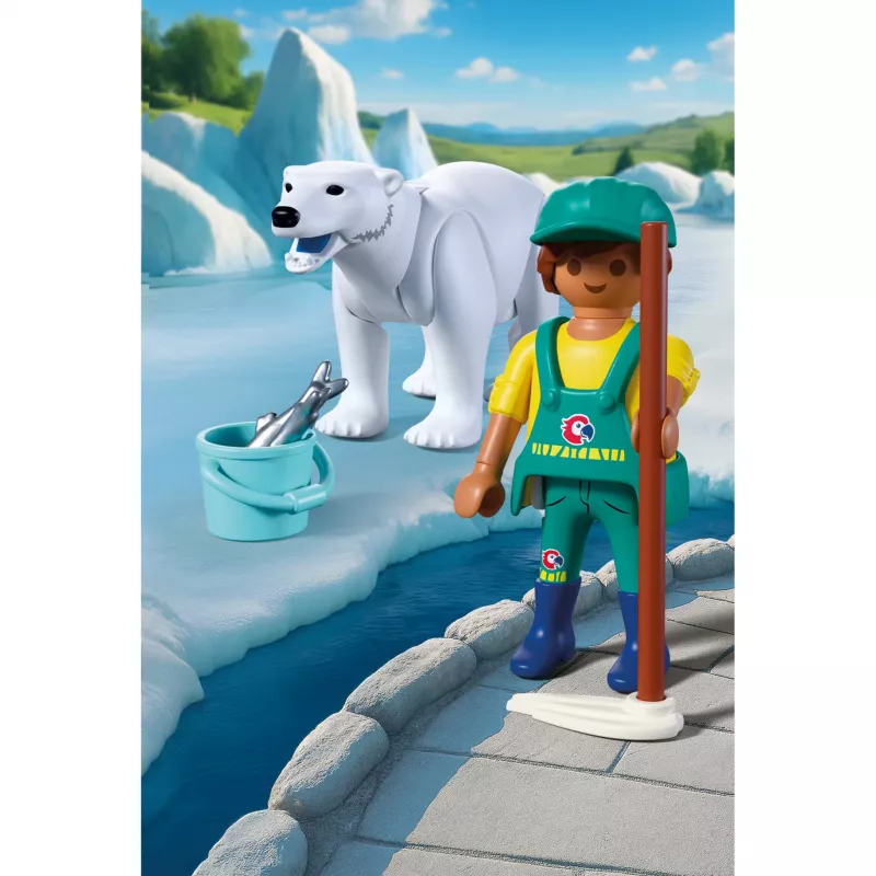 Playmobil 72090 Animals & Friends Zoo: Polar Bear and Zookeeper