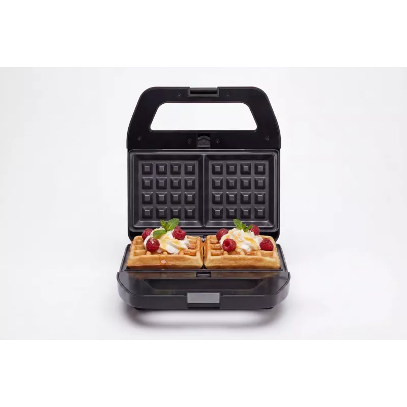 PMS 4-in-1 MELTO Sandwich Maker with Interchangeable Plates for Sandwich, Waffle, Grill, Cookie/Nut, 800W, Black/Silver