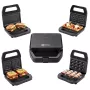 PMS 4-in-1 MELTO Sandwich Maker with Interchangeable Plates for Sandwich, Waffle, Grill, Cookie/Nut, 800W, Black/Silver