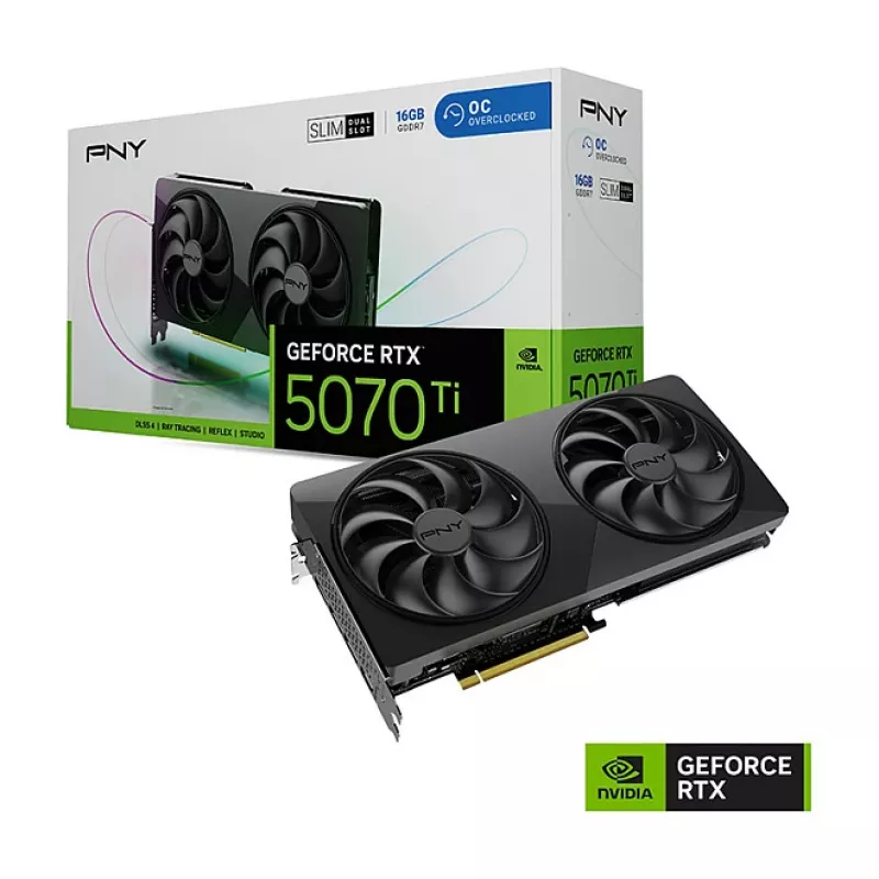 PNY GeForce RTX 5070 Ti Slim OC 16GB GDDR7 PCIe 5.0 Graphics Card