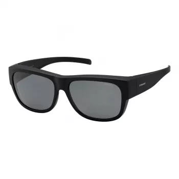 Polaroid Ancillaries PLD9003SDL5 Unisex Rectangular Sunglasses - Matte Black Frame, Grey Polarized Lenses