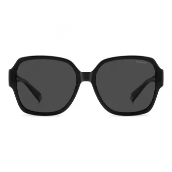 Polaroid Ancillaries PLD9021S807 Unisex Rectangular Sunglasses - Black Frame, Grey Polarized Lenses