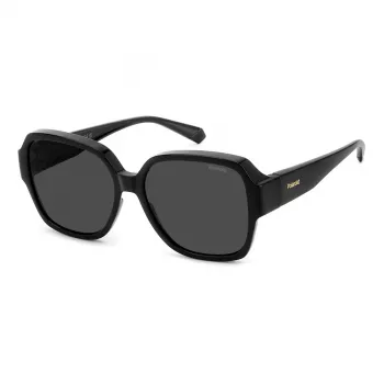 Polaroid Ancillaries PLD9021S807 Unisex Rectangular Sunglasses - Black Frame, Grey Polarized Lenses