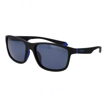 POLAROID Men's PLD2153S580VK Sunglasses - Black Frame Grey Polarized Lens 58mm