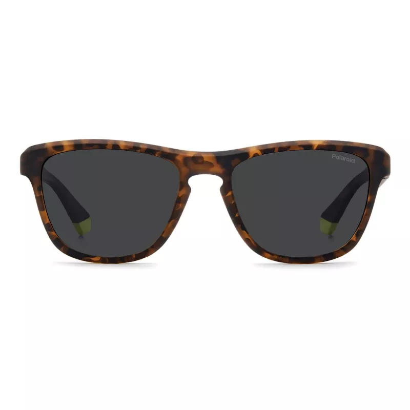 Polaroid Men's PLD2168SB0Q Rectangular Polarized Sunglasses - Havana/Green