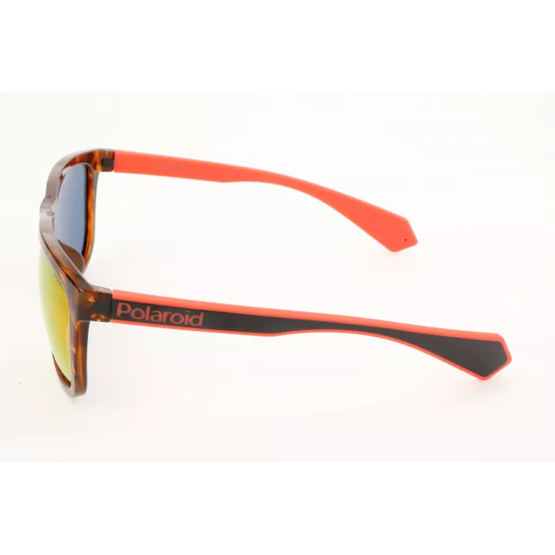 POLAROID Men's PLD6062-FS-86 Rectangular Polarized Sunglasses - Havana Frame, Brown Lens