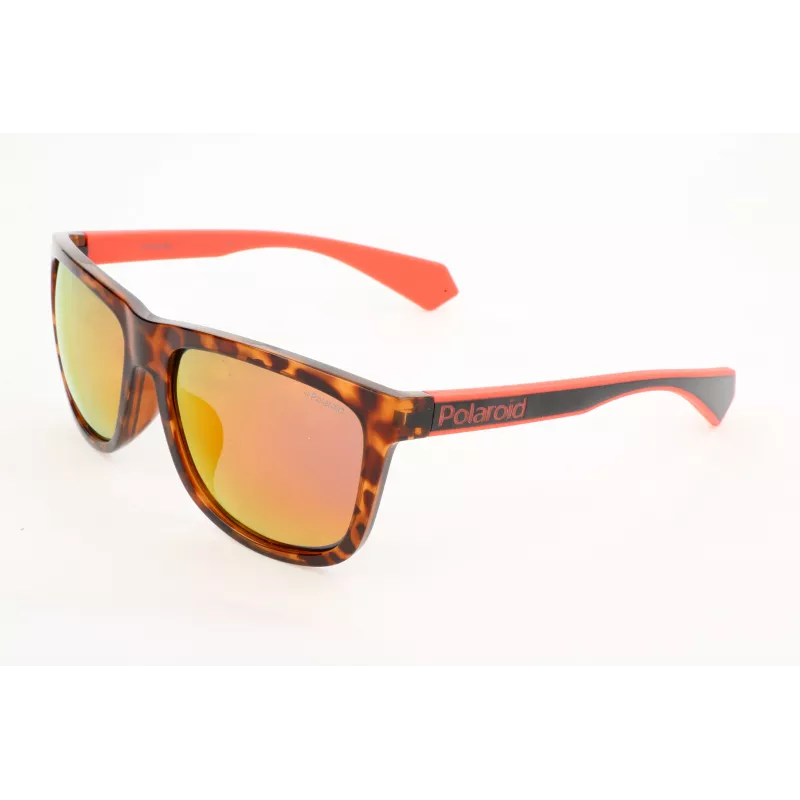 POLAROID Men's PLD6062-FS-86 Rectangular Polarized Sunglasses - Havana Frame, Brown Lens