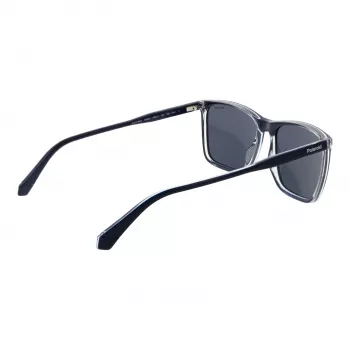 Polaroid PLD 4180/S Men's Rectangular Sunglasses - Black Frame Grey/Green Polarized Lenses 58mm