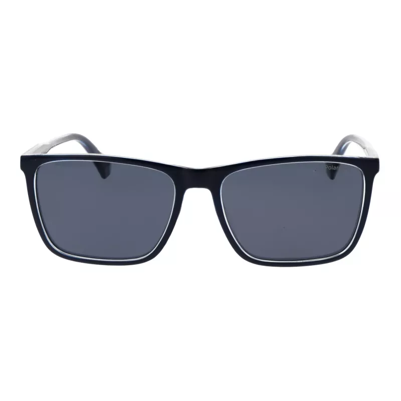 Polaroid PLD 4180/S Men's Rectangular Sunglasses - Black Frame Grey/Green Polarized Lenses 58mm