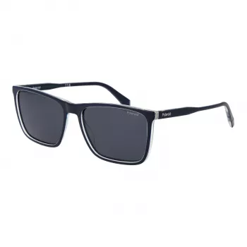 Polaroid PLD 4180/S Men's Rectangular Sunglasses - Black Frame Grey/Green Polarized Lenses 58mm
