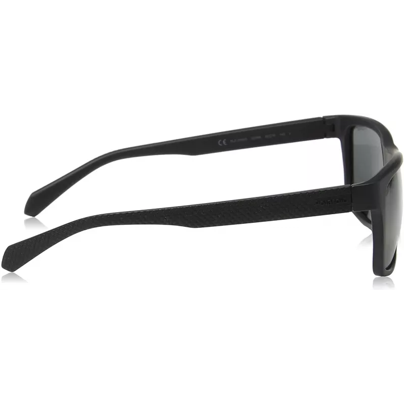 POLAROID PLD2058S003M9 Men's Rectangular Sunglasses - Black Frame, Grey Polarized Lenses, UV400 Protection