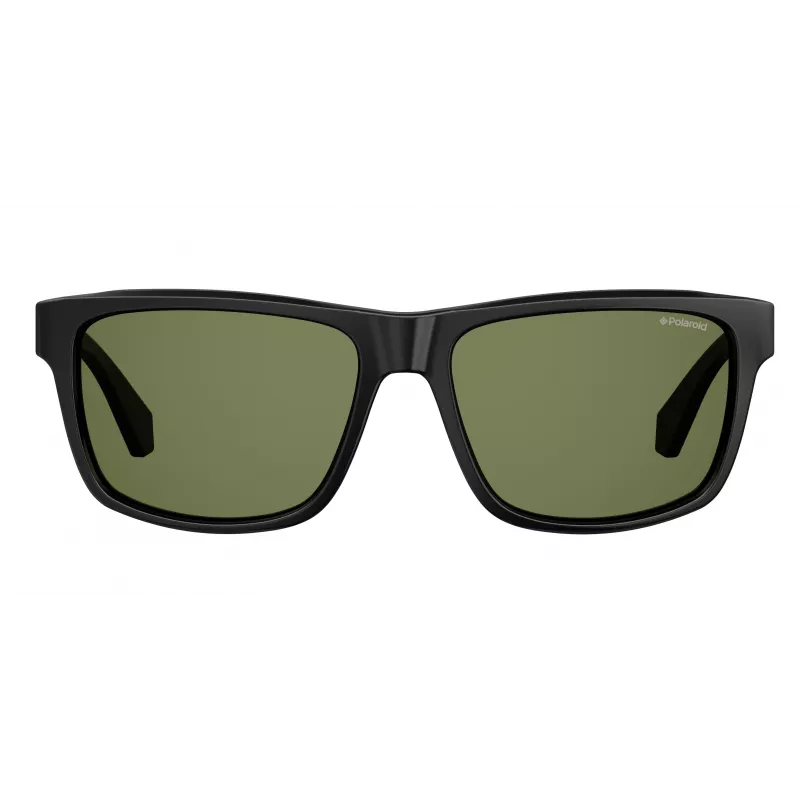 POLAROID PLD2058S003M9 Men's Rectangular Sunglasses - Black Frame, Grey Polarized Lenses, UV400 Protection