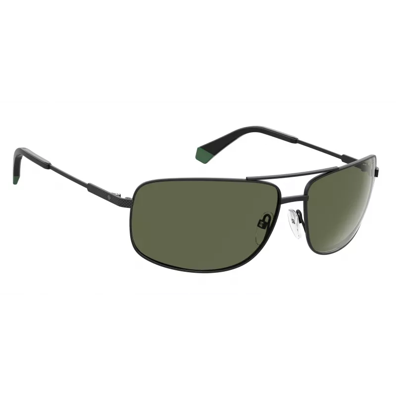 POLAROID PLD2101S003UC Men's Rectangular Polarized Sunglasses - Black/Grey