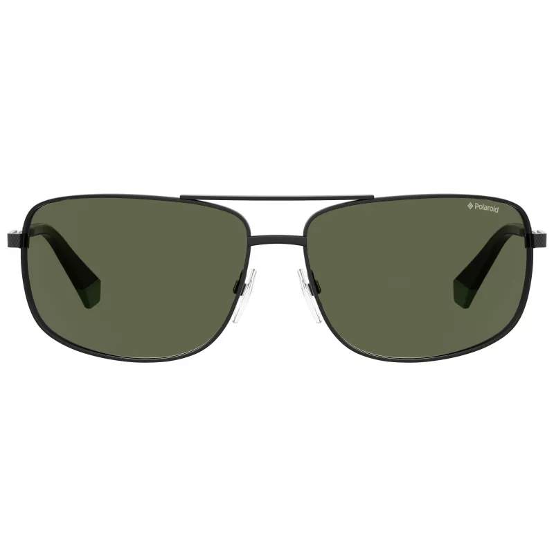 POLAROID PLD2101S003UC Men's Rectangular Polarized Sunglasses - Black/Grey