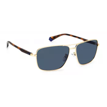 POLAROID PLD2119GSJ5GC Men's Aviator Sunglasses - Gold Frame Green Polarized Lenses