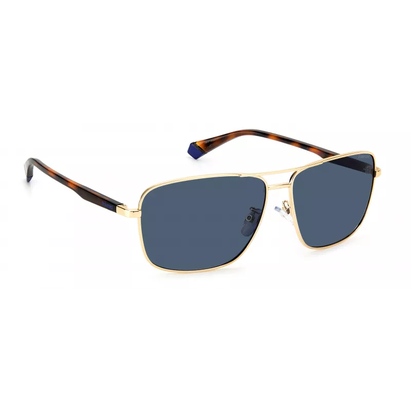 POLAROID PLD2119GSJ5GC Men's Aviator Sunglasses - Gold Frame Green Polarized Lenses