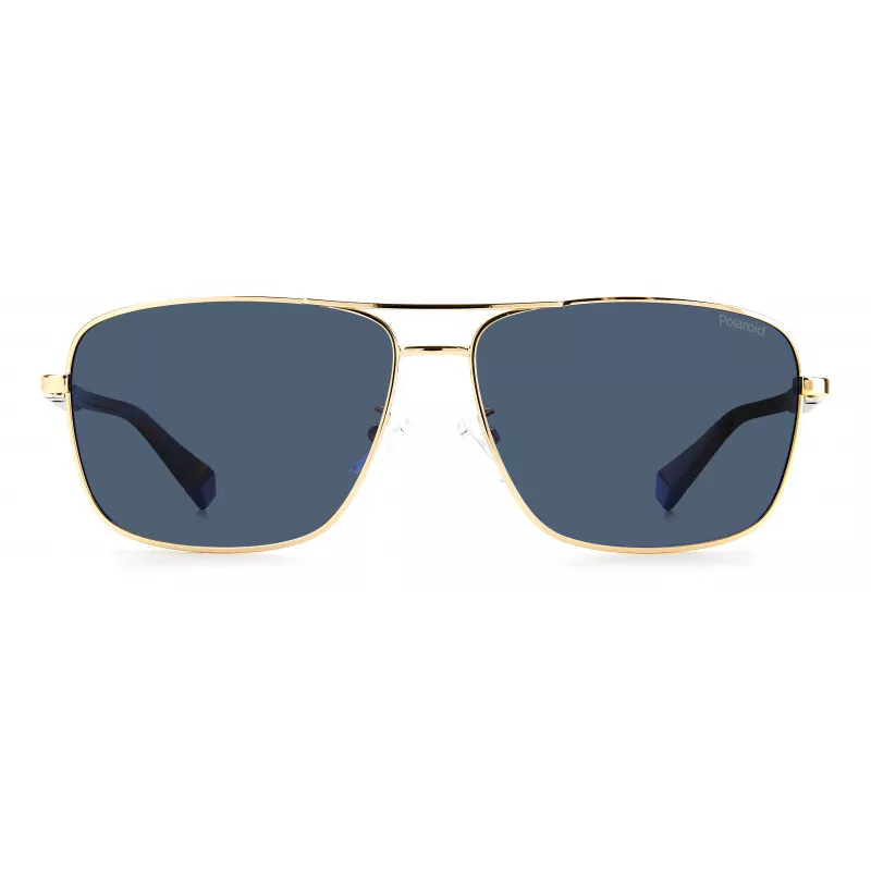 POLAROID PLD2119GSJ5GC Men's Aviator Sunglasses - Gold Frame Green Polarized Lenses