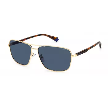POLAROID PLD2119GSJ5GC Men's Aviator Sunglasses - Gold Frame Green Polarized Lenses