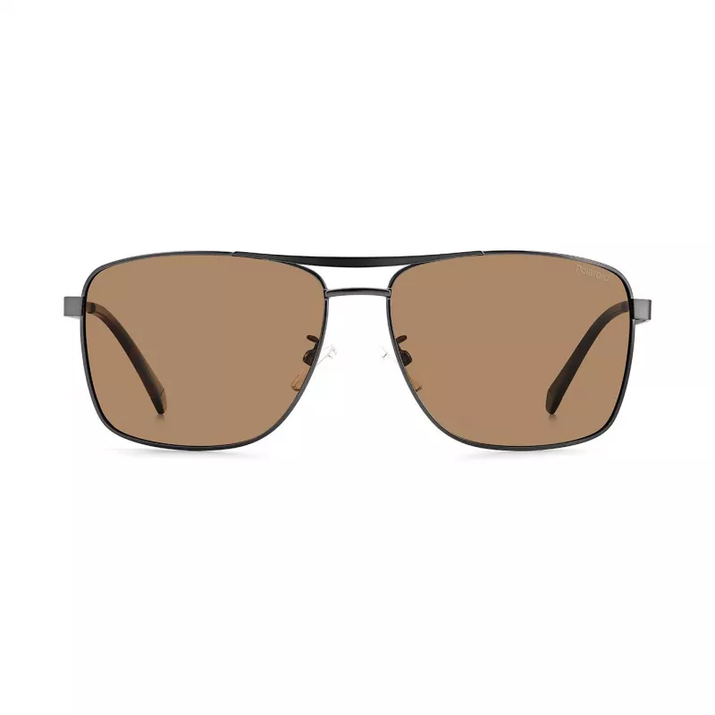 Polaroid PLD2136GSXR8 Men's Rectangular Polarized Sunglasses - Black Frame Grey Lens 61mm