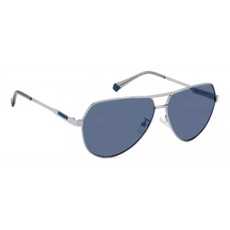 POLAROID PLD2145GSX6LB Men's Pilot Sunglasses - Black Frame, Grey Polarized Lens, UV400