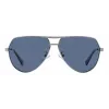 POLAROID PLD2145GSX6LB Men's Pilot Sunglasses - Black Frame, Grey Polarized Lens, UV400