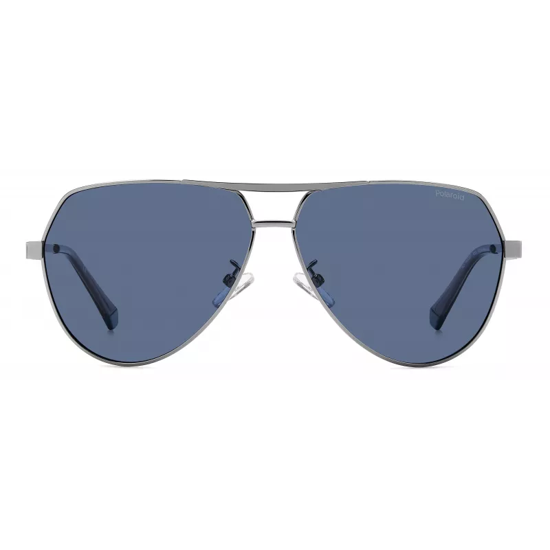 POLAROID PLD2145GSX6LB Men's Pilot Sunglasses - Black Frame, Grey Polarized Lens, UV400