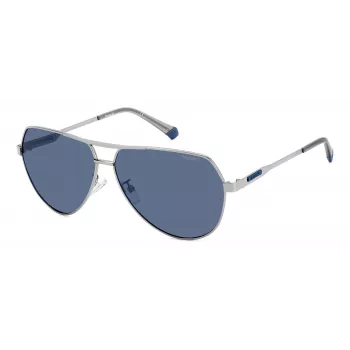 POLAROID PLD2145GSX6LB Men's Pilot Sunglasses - Black Frame, Grey Polarized Lens, UV400