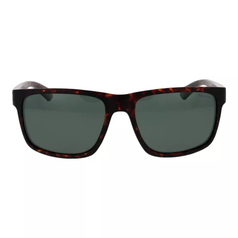 Polaroid PLD2157S57HGC Men's Rectangular Sunglasses - Havana Frame, Green Polarized Lens