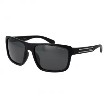 POLAROID PLD2158S58807 Men's Polarized Sunglasses, Rectangle, Black Frame, Grey Lens, 58mm